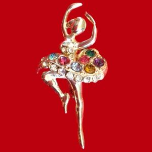 BALLERINA BROOCH PIN WITH RHINESTONES